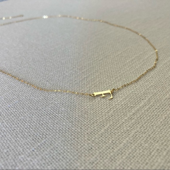 GOLDEN CLEF Asymmetrical Letter F Initial Pendant Necklace 14k Gold ITALY $199 - Picture 1 of 15